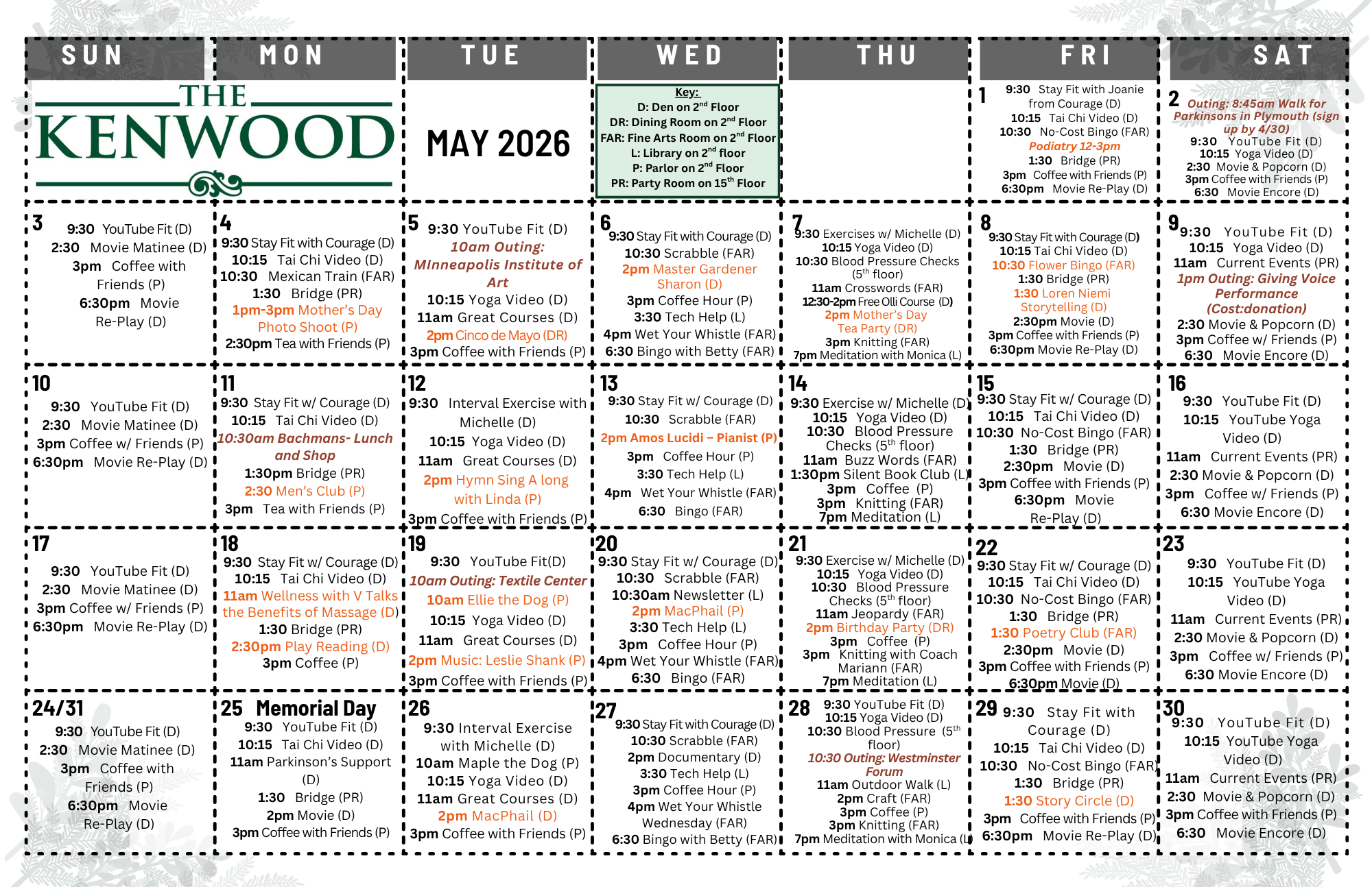May Activity Calendar