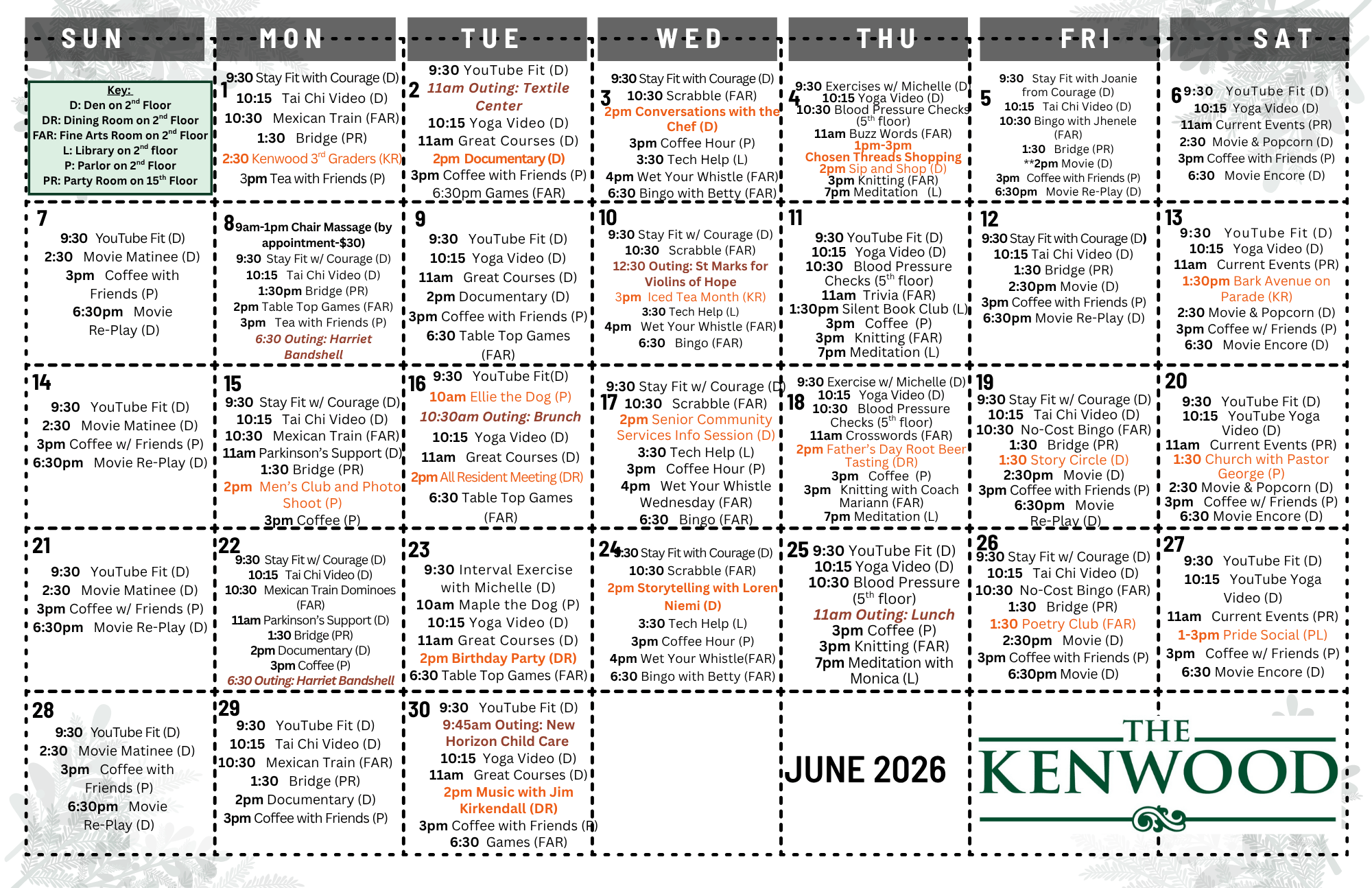 June Activity Calendar